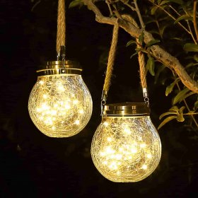 Solar Waterproof Outdoor Hanging Lights for Garden, Patio, Backyard, Pathway, Landscape Decor - 2 Pack