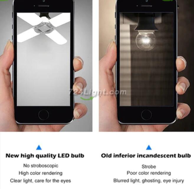 60W Deformable LED Garage Ceiling Lights 6000LM 6500K White 400W Equivalent CRI80+ E26/E27 Base