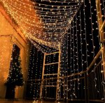 2PCS Pack of Curtain String Lights, 300 LED 9.8ft x 9.8ft 8 Lighting Modes Fairy Lights IP44 Certificated Plug in, Waterproof Lights for Christmas Party Wedding Outdoor Indoor Wall Deco
