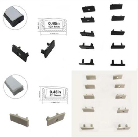 (image for) 10pcs/5 Pair-Pack End Caps for LED Aluminum Channel