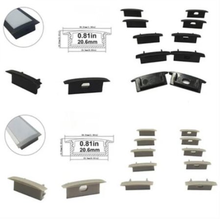 (image for) 10pcs/5 Pair-Pack End Caps for LED Aluminum Channel