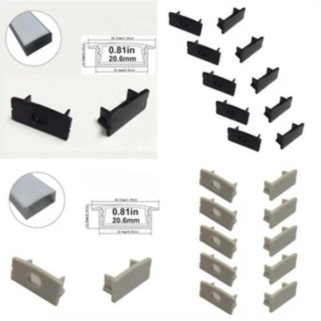 (image for) 10pcs/5 Pair-Pack End Caps for LED Aluminum Channel