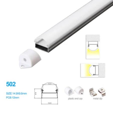 (image for) 14.9*8.6MM LED Aluminum Profile with Semiround Milky White Cover for Ceiling or Wall Mounted