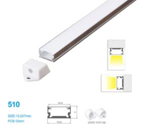 13.2*7 MM Ceiling/Wall Mounted LED Aluminum Profile with Flat Cover for LED Strip Lighting System