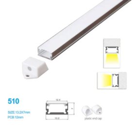 13.2*7 MM Ceiling/Wall Mounted LED Aluminum Profile with Flat Cover for LED Strip Lighting System