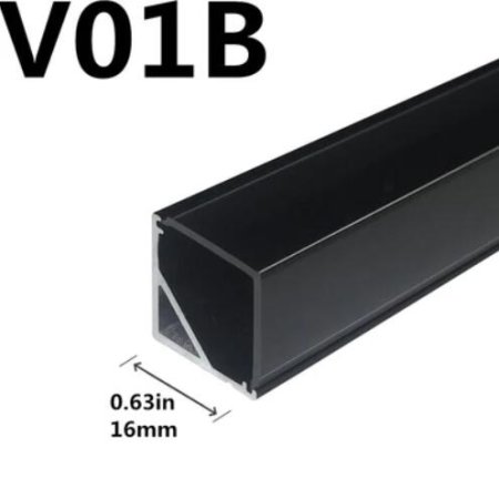 (image for) Black Corner LED Profile V01 16x16mm V-Shape Vertical Angle Cover Corner Mounting LED Aluminum Channel Extrusion