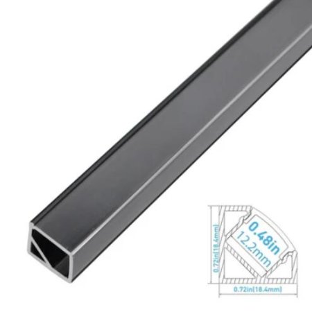 (image for) Black Corner LED Profile V01 16x16mm V-Shape Vertical Angle Cover Corner Mounting LED Aluminum Channel Extrusion
