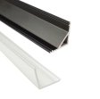 (image for) Black Corner LED Profile V01 16x16mm V-Shape Vertical Angle Cover Corner Mounting LED Aluminum Channel Extrusion