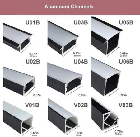 (image for) Black LED Profile U02 9x17mm U-Shape LED Aluminum Channel System
