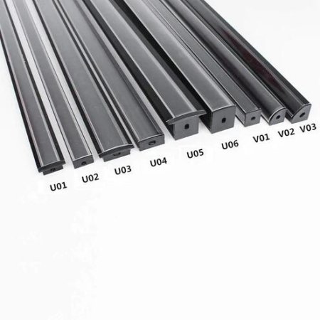(image for) Black LED Profile U02 9x17mm U-Shape LED Aluminum Channel System