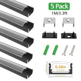 (image for) Black LED Profile U02 9x17mm U-Shape LED Aluminum Channel System
