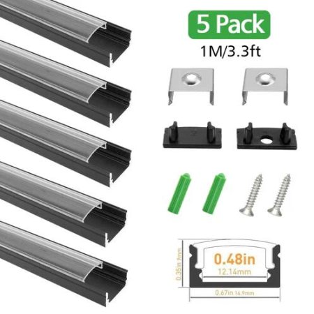 (image for) Black LED Profile U02 9x17mm U-Shape LED Aluminum Channel System