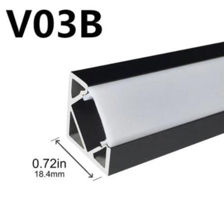 (image for) Black LED Profile V03 18x18mm V-Shape Corner LED Aluminum Channel System