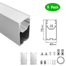 5 Pack H4075 Big Aluminum Extrusion Channel for Suspension Mounting Linear Office Lighting System