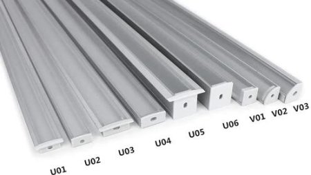 (image for) Silver U01 9x23mm U-Shape LED Aluminum Channel System for LED Strip Light Installation