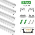 (image for) Silver U01 9x23mm U-Shape LED Aluminum Channel System for LED Strip Light Installation