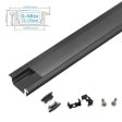 (image for) U01 All Black LED Channel System w/ Smoke Clear Black Diffuser Lens Black Aluminum Extrusion