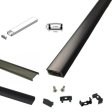 (image for) U02 All Black LED Channel System w/ Smoke Clear Black Diffuser Lens Black Aluminum Extrusion