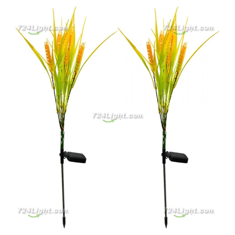 Solar Flowers Lights, IP65 Waterproof Wheat Ear Solar Garden Stake Lights for Patio, Lawn, Yard, Pathway Decoration (2 Pack)