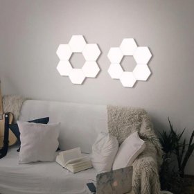 6 Pack Hexagonal LED Wall Light, DIY Modular Touch Sensitive Lights LED Night Light