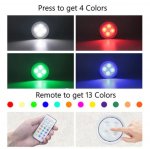 6 Pack LED Puck Lights with Remote, White Finish RGBW Color Changing Under Cabinet Lights Wireless,13 Colors Changeable LED Closet Light Dimmable,AA Battery Operate Push Night Lights with Timer Function