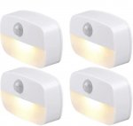 4Pack PIR Motion Sensor LED Night Light, Motion Activated Under Cabinet Light, Battery Operated Stick-on Anywhere Motion Activated for Kitchen Stairway (Battery not included)