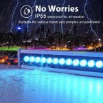 Linkable 7060 Linear LED RGB Wall Washer Lights with Remote Controller, 36W Waterproof Color Changing Wall Washer LED Light for Outdoor/Indoor Lighting Projects, Hotels, Building Wall Decorations