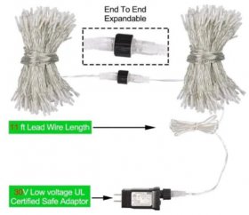 2pcs Pack of 66ft 200 LED Christmas String Lights Indoor Outdoor Waterproof Christmas Lights Clear Wire, 8 Modes Twinkle Lights Plug in for Tree Room Bedroom Wedding Christmas Decorations