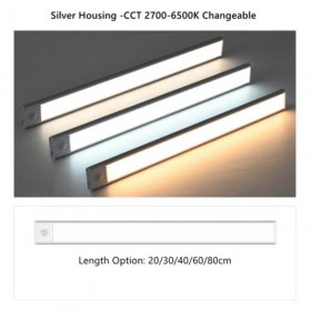 2 Pack PIR Motion Sensor LED Cabinet Light, Under Counter Closet Lighting, Wireless USB Rechargeable Light Indoor, CCT 2700-6500K Color Changeable for Kitchen, Wardrobe, Closet, Hallway
