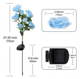 Outdoor Solar Garden Decorative Lights, 7 Roses Solar Flower Lights for Garden Lawn Patio Passage Landscape Decoration(2 Pack)