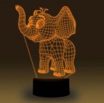 Animal Images 3D Illusion LED Night Light w/ 16 Colors Remote Touch Switch Adjustable Brightness for Kids Bedroom Decoration