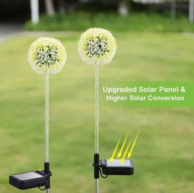 Solar Lights Outdoor Garden Decorative, 2 Pack Solar Dandelion with Colorful 16 LED, Waterproof Solar Flower Lights