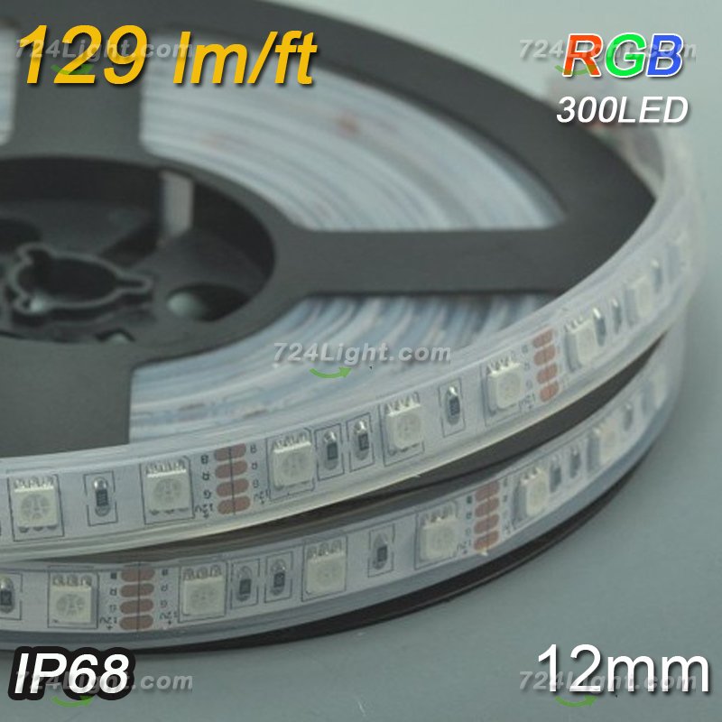 Underwater IP68 LED Strip Light SMD5050 Flexible 12V Strip Light 5 meter(16.4ft) 300LEDs Waterproof IP68 Strip