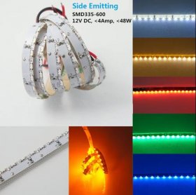 12V SMD335-600 High Density Side View Flexible LED Strips 120 LEDs /Mtr 8mm Wide LED Tape Light