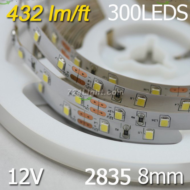 LED Strips Light SMD2835 Flexible 12V Strip Light 5 meter(16.4ft) 300LEDs 8mm Flexible Strip