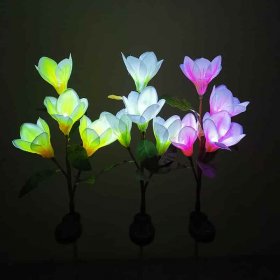 Solar Magnolia Flower Lights Outdoor Decorative for Garden Patio Yard Patio Pathway Decoration