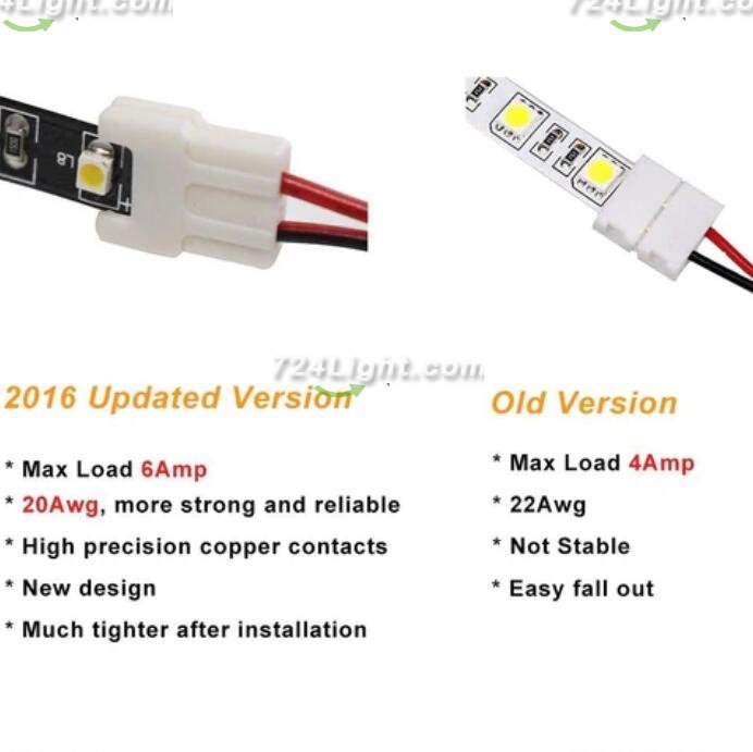 10pcs/Pack New LED Strip Connector Solderless Snap Down 2 Pin Strip to Strip Gapless Jumper for 8mm Wide 3528 2835 Single Color Flex LED Strips