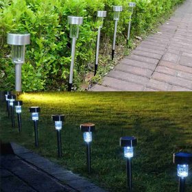 Outdoor Solar Lawn Lights, LED Stainless Steel Floor Lights For Garden Path Terrace Lawn Decoration (10 Pack)