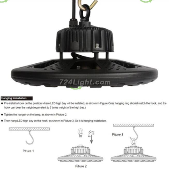 200W UFO LED High Bay Light Fixture 17000LM CRI>80 IP65 Waterproof 100-277VAC Non-Dimmable for Warehouse & Supermarket