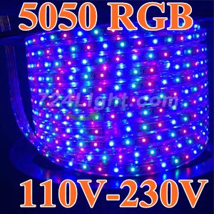 5050 RGB 110V 120V 220V 230V LED Strip Rope Light 12MM 60LED 1M SMD 5050 RGB LED Strip Lights