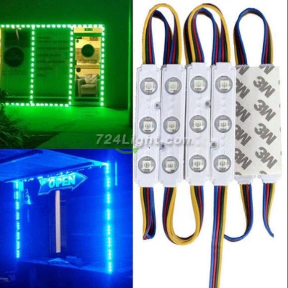 20pcs/pack RGB Color Changing 5050 3 LED Light Module 12V 160° Beam Waterproof IP67 for Outdoor Led StoreFront Signage Lighting