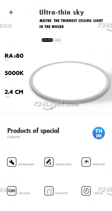 12 Inch 24W Flush Mounting Modern LED Ceiling Lights for Bedroom, Kitchen, Bathroom