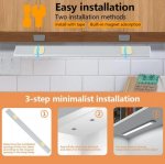 2 Pack PIR Motion Sensor LED Cabinet Light, Under Counter Closet Lighting, Wireless USB Rechargeable Light Indoor, CCT 2700-6500K Color Changeable for Kitchen, Wardrobe, Closet, Hallway