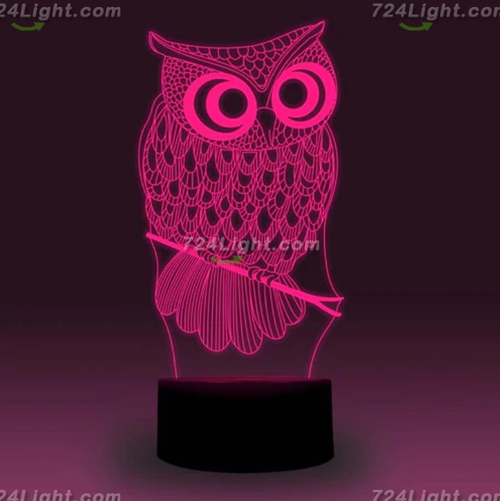 Animal Images 3D Illusion LED Night Light w/ 16 Colors Remote Touch Switch Adjustable Brightness for Kids Bedroom Decoration