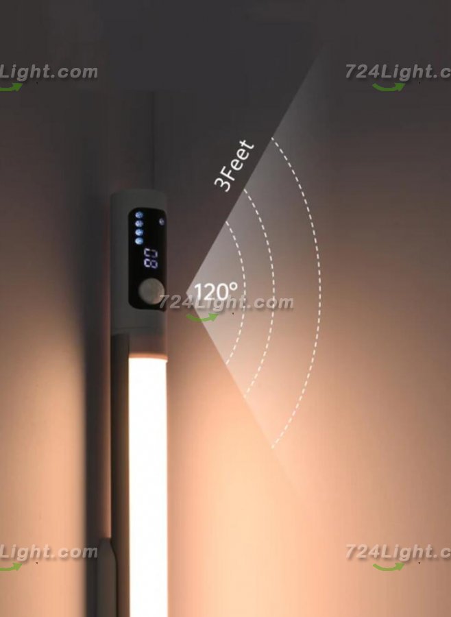 LED Motion Sensor Light Indoor, 2200mAh Rechargeable Closet Lights with Digital Display, 12.47in Wireless Under Cabinet Lighting for Closet, Wardrobe, Kitchen, Stair Indoor