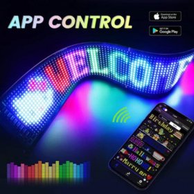 Model 1696 Flexible USB 5V Car LED Sign Bluetooth App Control Display Screen Text Pattern Animation LED sign display for Car Windows, Shop, Bar and Entrance Sign