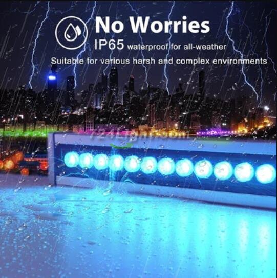 Linkable 5060 Linear LED RGB Wall Washer Lights with Remote Controller, 36W Waterproof Color Changing Wall Washer LED Light for Outdoor/Indoor Lighting Projects, Hotels, Building Wall Decorations