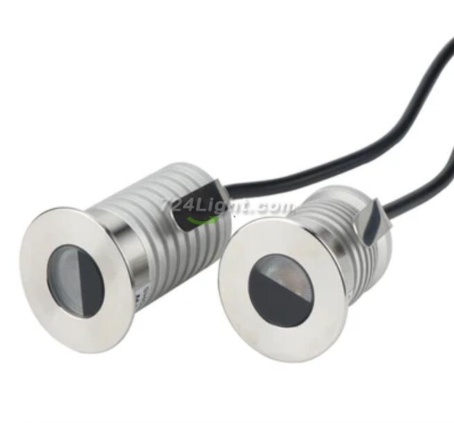 8pcs Pack 1W/3W DC12-24V IP67 LED Step Light Stainless Steel Inground LED Light with Anti-glare Half Moon Brushed Lens