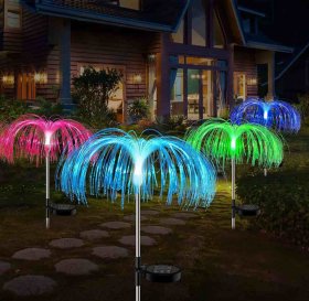 Outdoor Solar Garden Lights, 7 Colors Changing Waterproof Solar Jellyfish Light for Pathway Patio Lawn Party Decoration(2 Pcs)