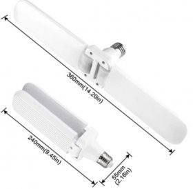 30W Deformable LED Garage Ceiling Lights 3000LM 6500K White 300W Equivalent CRI80+ E26/E27 Base